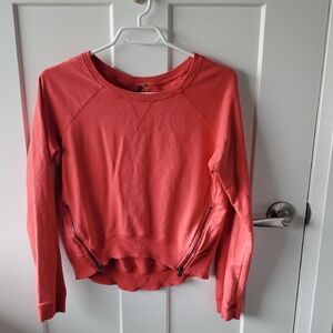 Sweaty Betty Coral Crewneck Zip-Pocket Sweatshirt